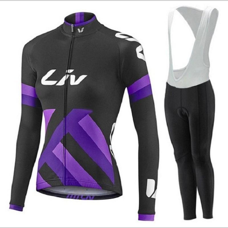 Womens Cycling Jersey Set Long Sleeve Breathable Quick Dry Riding Outfit Striped Design