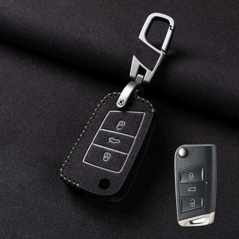 

For VW Volkswagen Golf 7 MK7 Tiguan MK2 Leather Car Flip Key Case Cover For Seat Ateca Leon FR Ibiza For Skoda Octavia Kodiaq