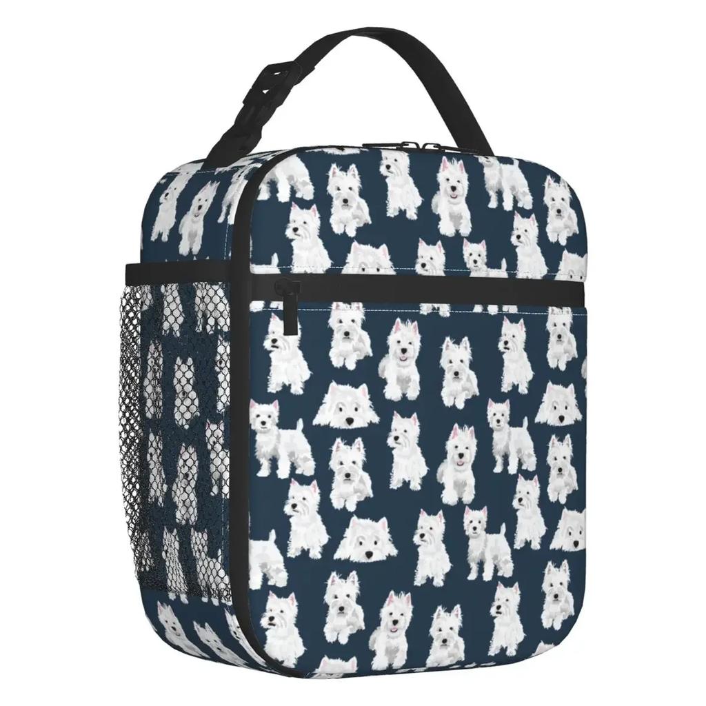Cute West Highland White Terrier Dog Insulated Lunch Bag Leakproof Westie Puppy Cooler Thermal Lunch Box Office Picnic Travel