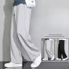 Men's Japanese Retro Versatile Straight Leg Warm Sweatpants Autumn Winter Thickened Fleece Lined Casual Pants for Teenagers