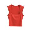 Crop top fără mâneci, sexy, slim-fit, cu gât pătrat, pentru femei