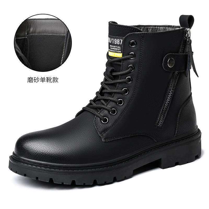 Men's shoes Martin boots Men's British style high-top locomotive boots Winter velvet knight mid-top leather boots 2025