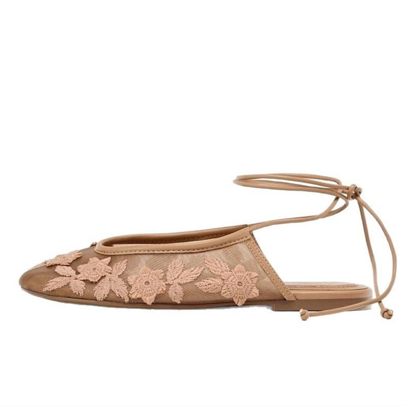 

Модные женские сандалии-балетки ручной работы с вышивкой в виде цветов, дышащие сетчатые, с элегантным легким ремешком на щиколотке, дизайнерская обувь Мэри Джейн 40