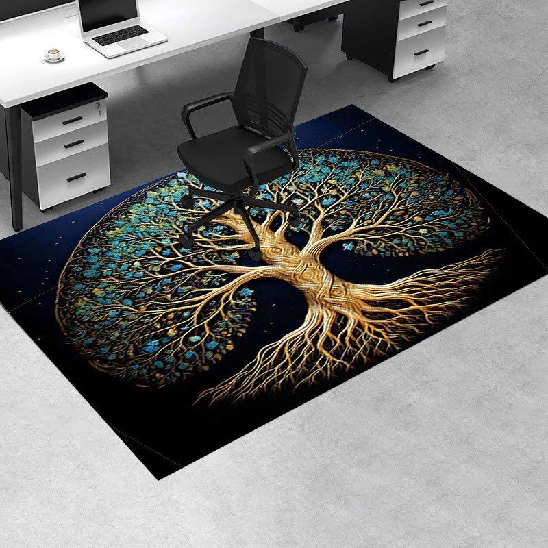 """Goldener Baum des Lebens Wandkunst Dekor" Büromatte Perfekt für Heimdekoration Schreibtischstuhl Teppiche Stuhlteppich für Büro Polyester Stuhlmatte Geschenk"""