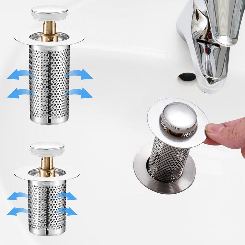Bathroom Sink Plug Stopper Pop-Up Sink Drain Strainer Plug Sink Strainer Filter Sewer Device Shower Hair Stopper Bathroom Tool