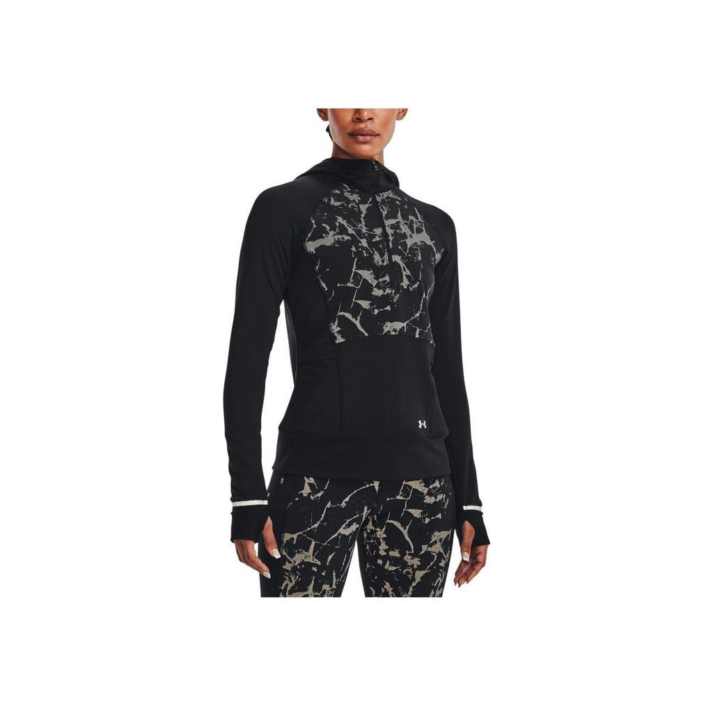 Under Armour Pattern Print Half-Zip Pullover Hoodie Women hoodies Black 1373206-001