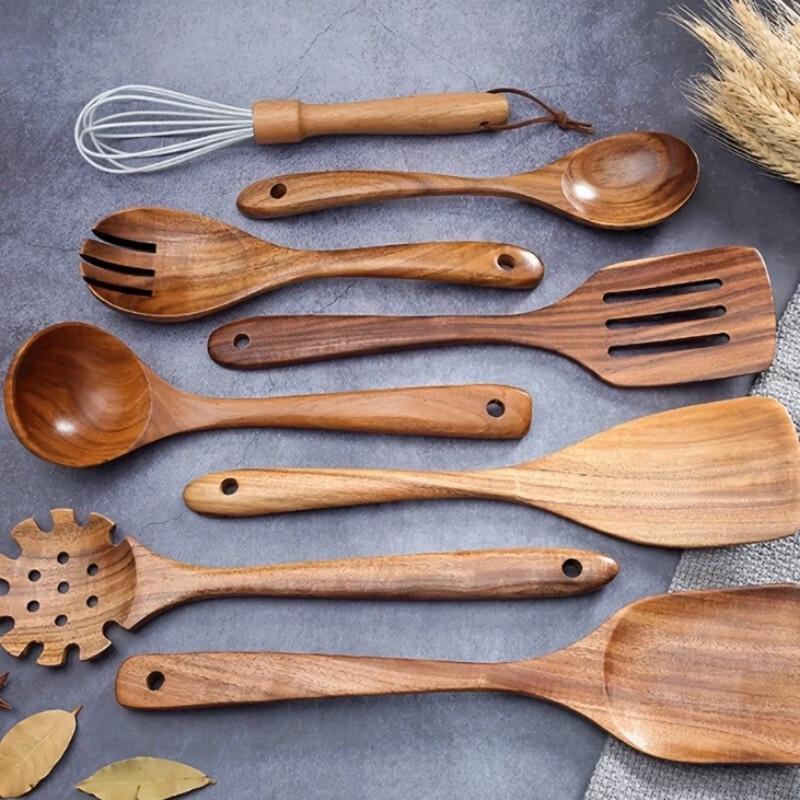 

ZISIZ Набор из 8 деревянных кухонных принадлежностей с подставкой для хранения