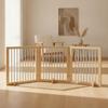 Freestanding Wooden Pet Gate with Folding Panels for Indoor Doorways