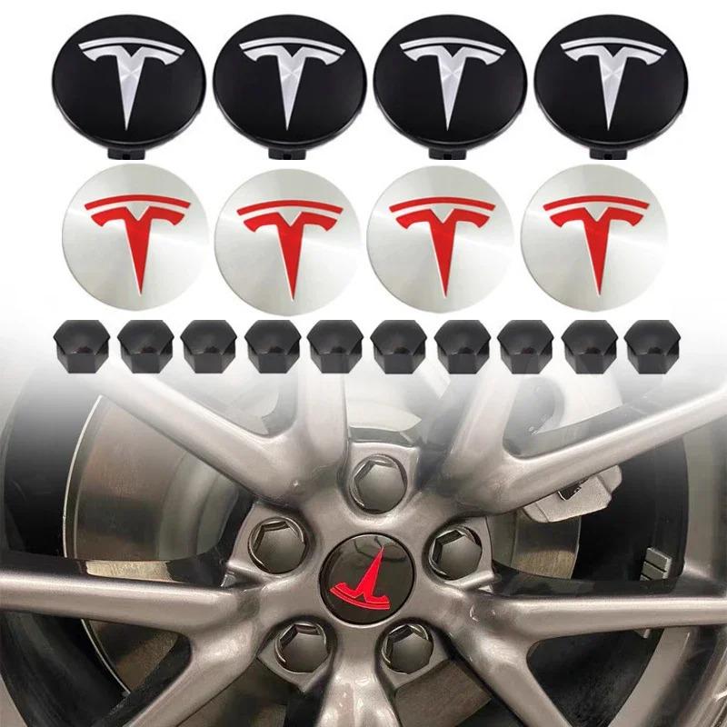 4pcs 25pcs 29pcs Sets 56mm Car Wheel Center Hub Decorative Caps Badge Wheel Lug Nut Protective Cover for Tesla Model 3 Y S X
