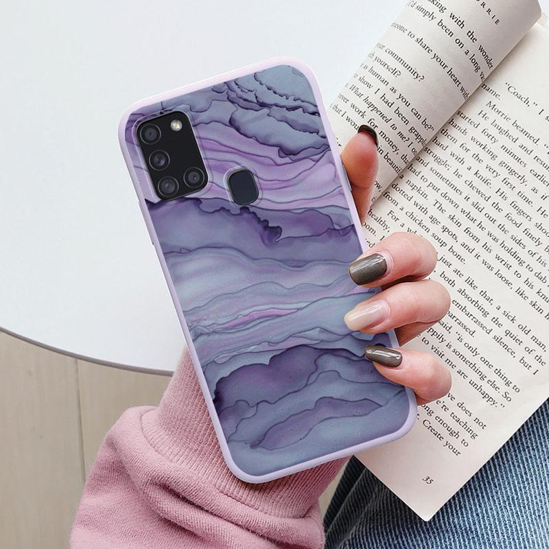Case For Samsung Galaxy A21S Back Cover Protective Silicone Fundas Fashion Marble Stone Texture Coque For Samsung A21S Capa