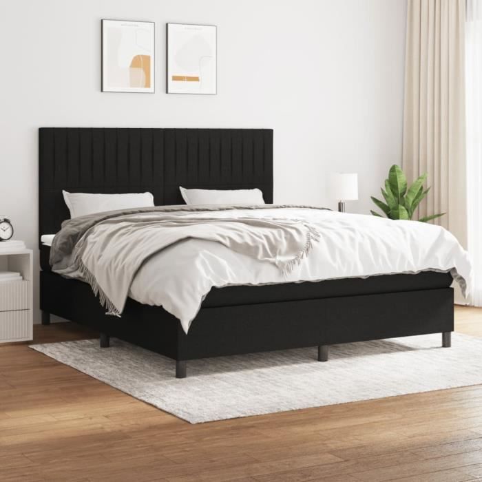 3141955 vidaXL Divan Bed with Mattress Black 180x200 Cm Fabric