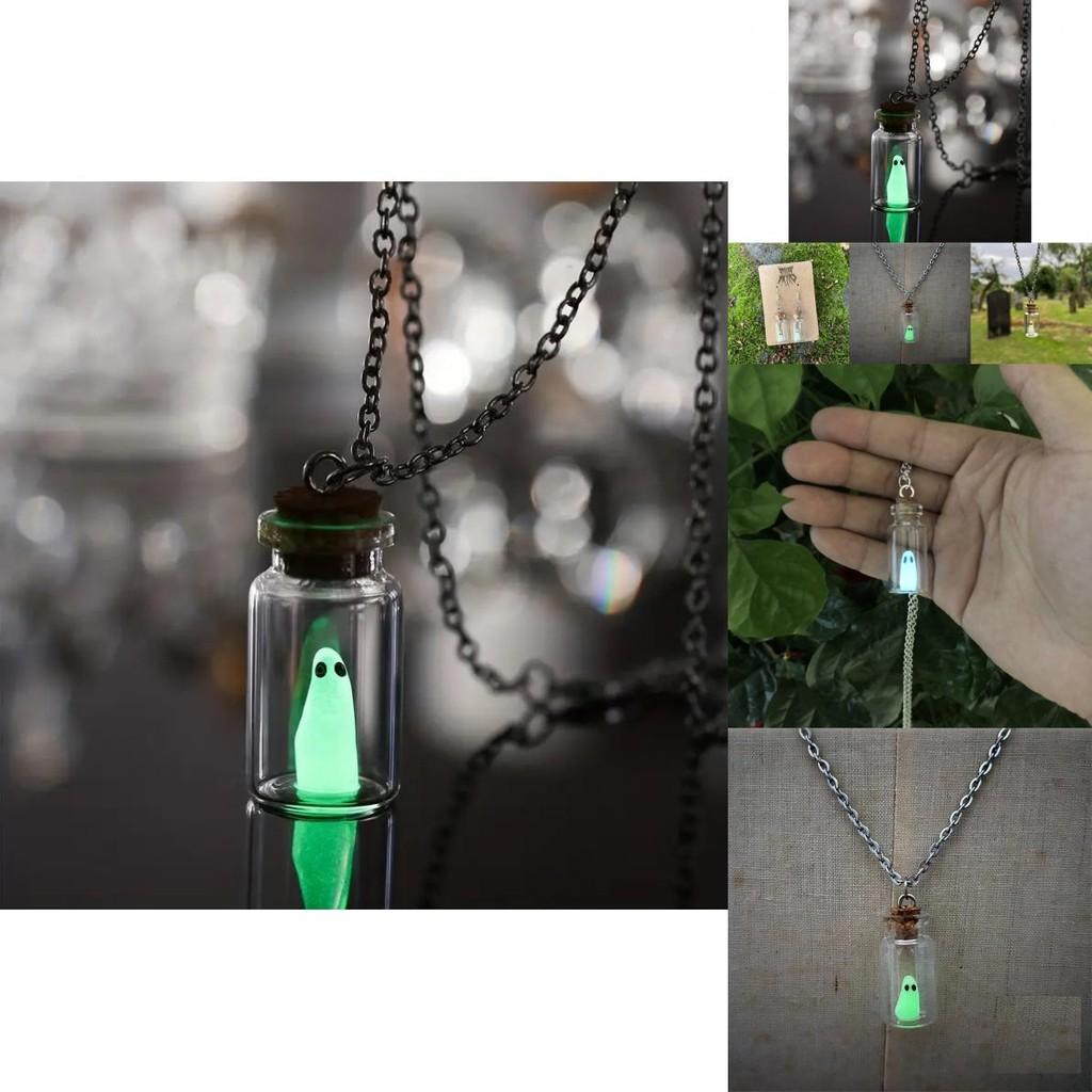 Gruseliges Geisterflaschen-Anhänger-Halsketten- und Ohrring-Set für Halloween-Modeaccessoires