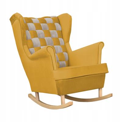 Carol Duo Family Furniture Yellow-gray Checkerboard Rocking Chair Comfortable