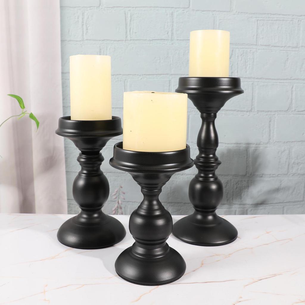 American Retro Black Iron Candlestick: Aromatherapy Pillar Candle Holder & Photography Prop