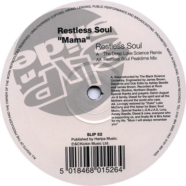 

12inch Record RESTLESS SOUL Mama SLIP52 SLIP N SLIDE 1997 UK Dance Electronica Used