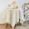 Creme Stil Gemütlich Quaste Baumwolle Leinen Tischdecke Fotografie Hintergrund Requisite Runde Tischdekoration Tuch Vielseitige Couchtischdecke Esstischmatte