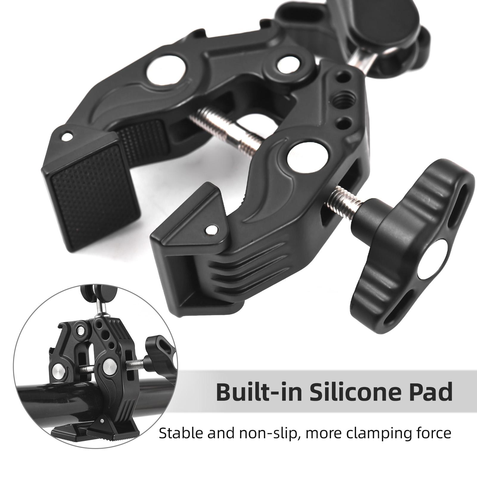 

Super Clamp Mount Double Camera Clamp with Dual Head Cold Shoes 1Celsius4 Inch Locating Holes Action Camera Mount