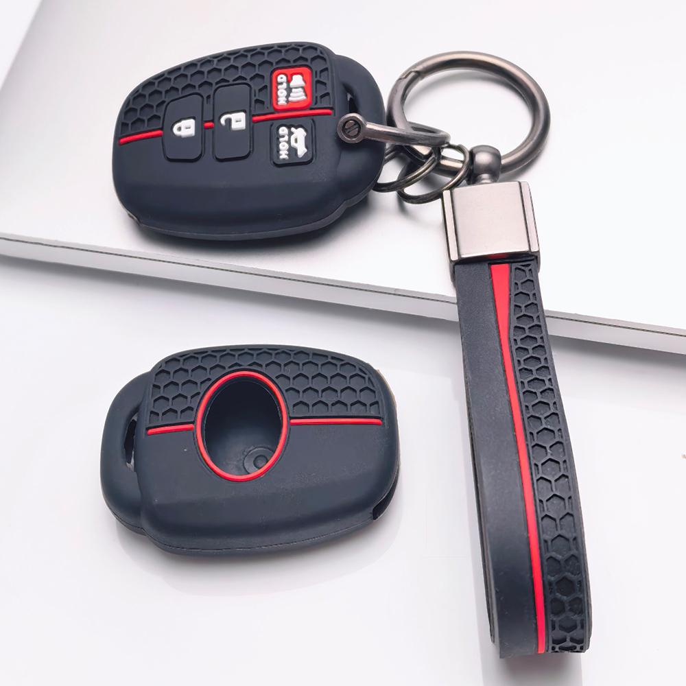 Silicone Key Cover keychain for Toyota Corolla Camry RAV4 Highlander Prado, Fits Toyota Corolla Camry RAV4 Yaris Hilux Highlander Prado Vios Fortuner