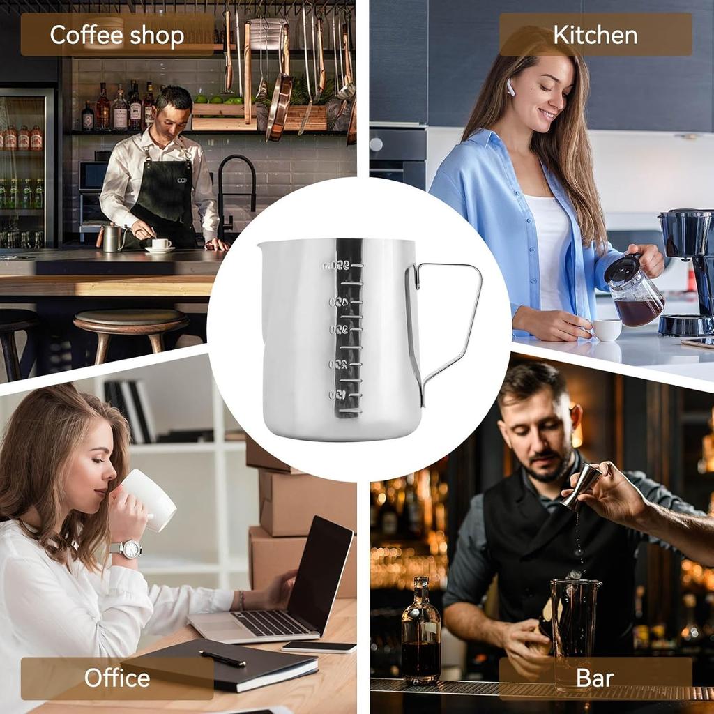 Stainless Steel Milk Frothing Jug Silver Frother Coffee Latte Container Metal Pitcher Barista Cup