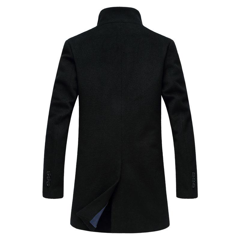Autumn and Winter Men's Woolen Coat Fashion Monk Collar Woolen Trench Coat Men's Cotton Thickened Woolen Coat