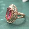 Rose Golden Classic Oval Synthetic Red Gemstone Rings For Women Hollow Carving Craft Luxury Wedding Rings Jewelry Gift