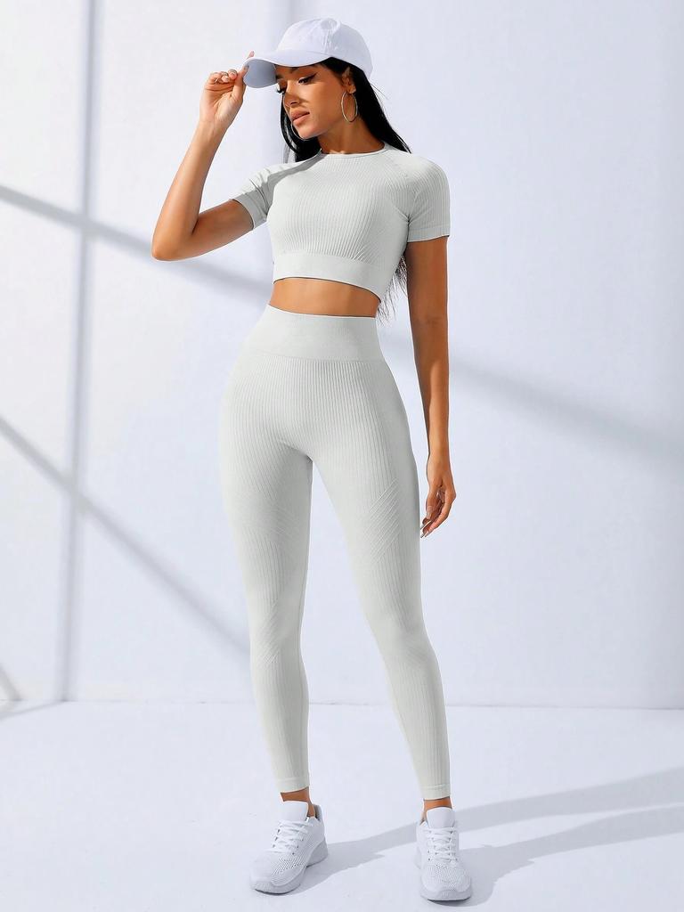 JYL Quick Dry Fitness Yoga Suit Zipper Long Sleeve High Waist Pants