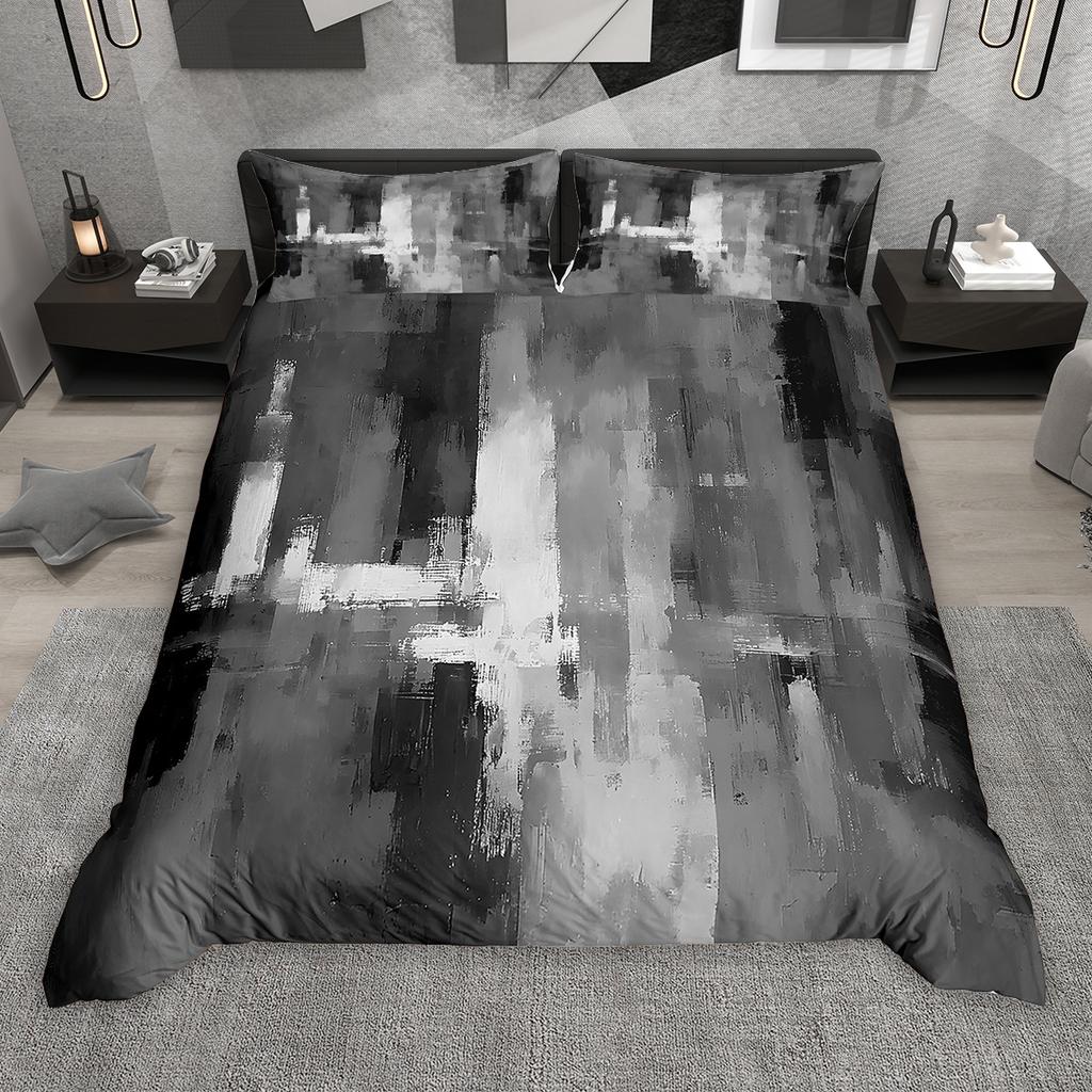 Homewish Watercolor Ombre Aesthetic Duvet Cover Set 2pcs/3pcs, Graffiti Oil Painting Bedding Set, Modern Gradient Bed Set