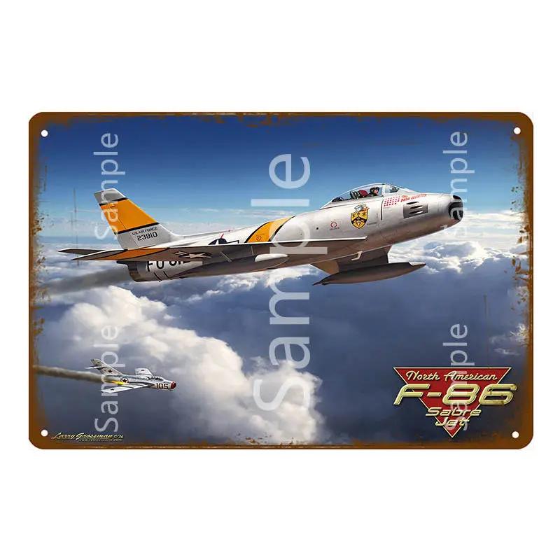 Retro Airplane Metal Signs Fighter Jet Plane Vintage Aircraft Plate Metal Plaque Painting Living Room Home Wall Decoration YL094