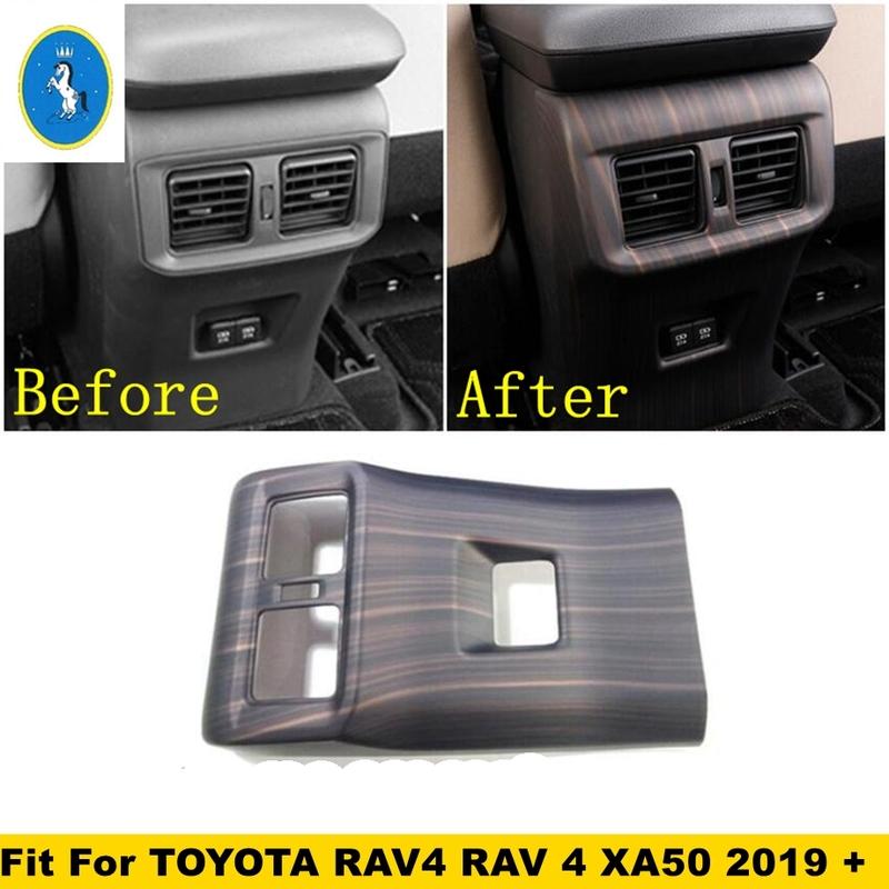 Auto Rear Armrest Box Anti Kick Air AC Vent Outlet Protect Panel Accessories Cover Trim For TOYOTA RAV4 RAV 4 XA50 - 2024