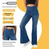 Úzké džíny s vysokým pasem: Dámské elastické, zeštíhlující kalhoty s kapsami zvedající hýždě