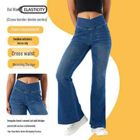 Úzké džíny s vysokým pasem: Dámské elastické, zeštíhlující kalhoty s kapsami zvedající hýždě