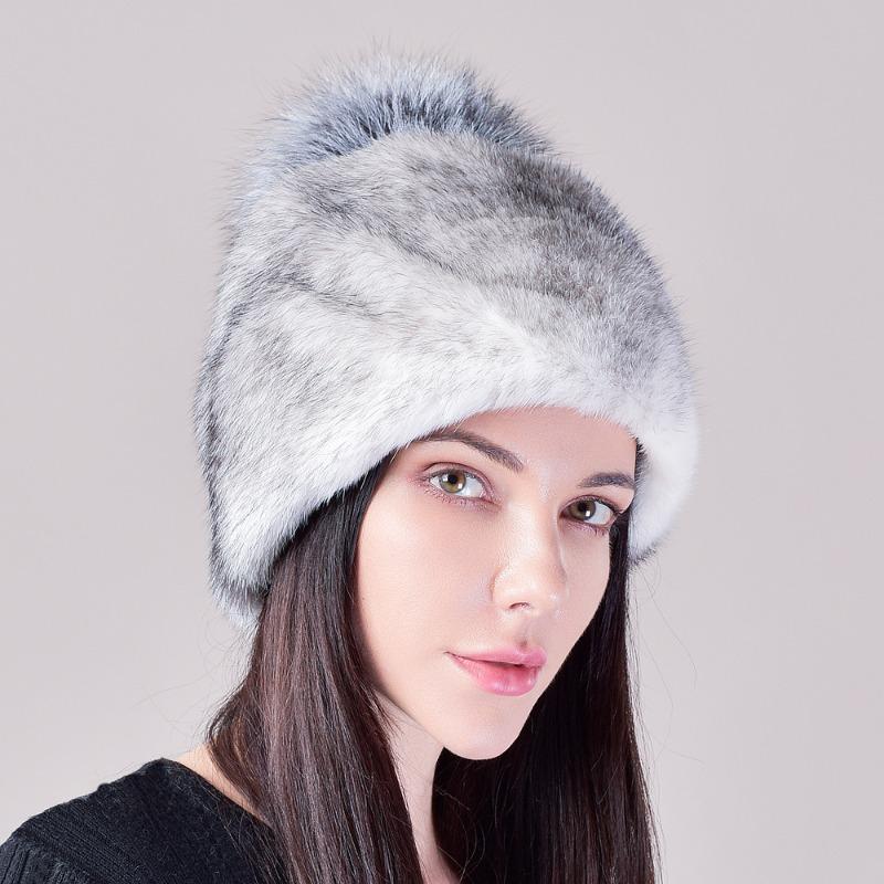 New Cute Fashion Hat, Fox Fur Ball Real Fur Whole Mink Soft Mink Hat