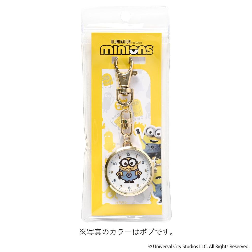 Fieldwork Minions Analog Watch with Japanese Easy to Attach with Keychain Bag Normal Movement, Hook, Watch, Charm, KC, MIN003-2, Women's