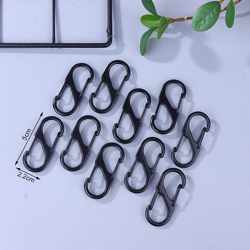 10Pcs S Hooks Eco-Friendly Metal Key Clip Camping Secure Backpacks Fastener Carabiner Keychain Stable Wilderness Survival Tools