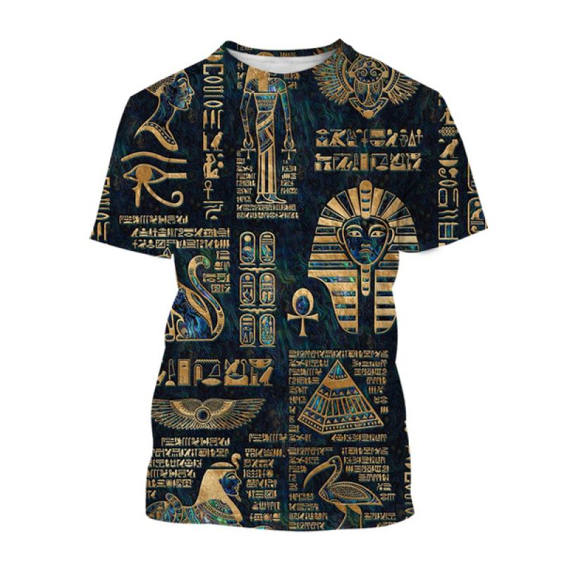 Letní pánské tričko Starověký Egypt Trička s 3D tiskem Streetwear Pánská móda Harajuku Neformální Trička s výstřihem do O Oblečení