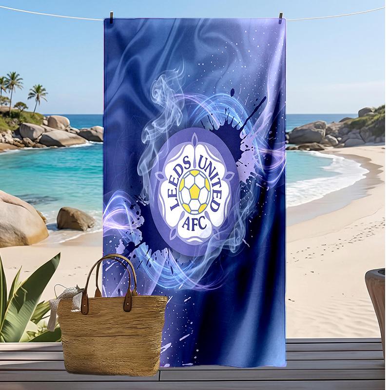 Leeds United Fußball-Druck Strandtuch, Großes Weiches Schnelltrocknendes Handtuch für Strand Camping Schwimmen