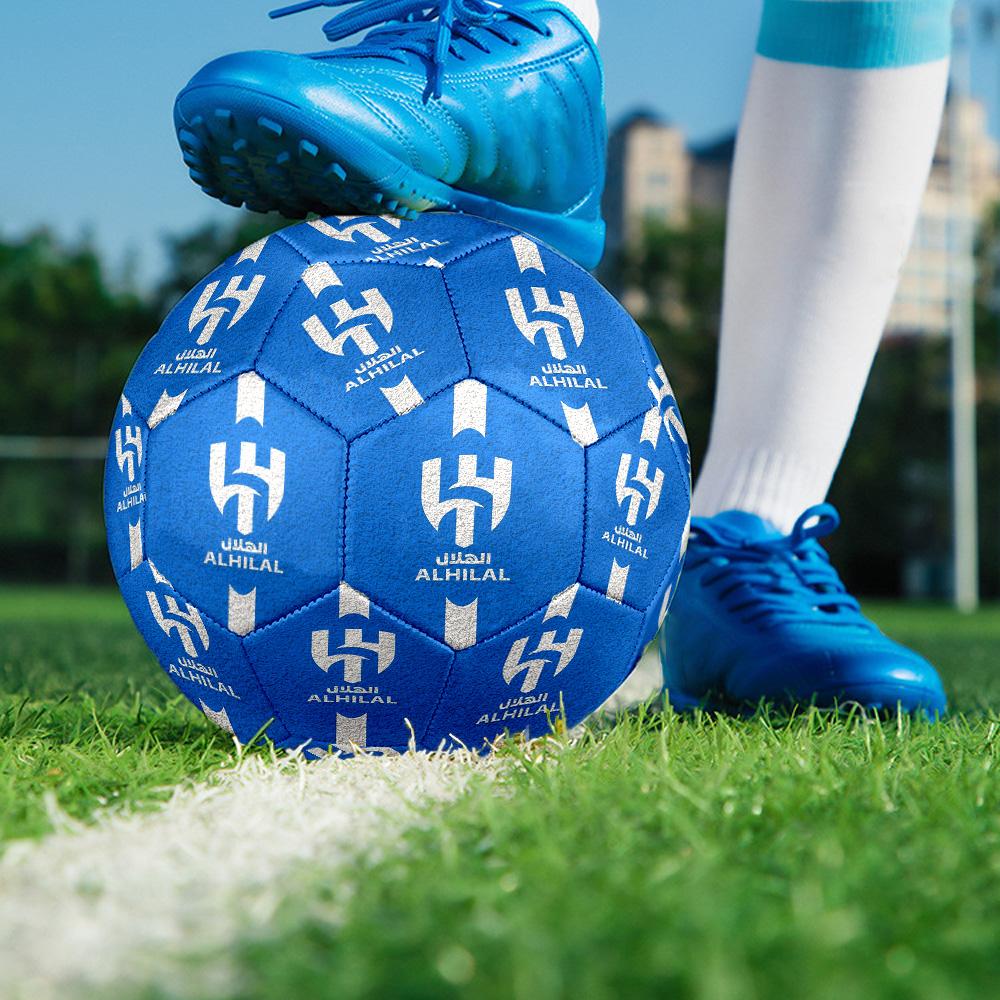 Al-Hilal Club di Calcio Saudita Pallone da Calcetto Indoor Taglia 5 Colorato Per Tutte le Età Cucito a Macchina PVC Pronto per la Competizione Resistente Alto Rimbalzo