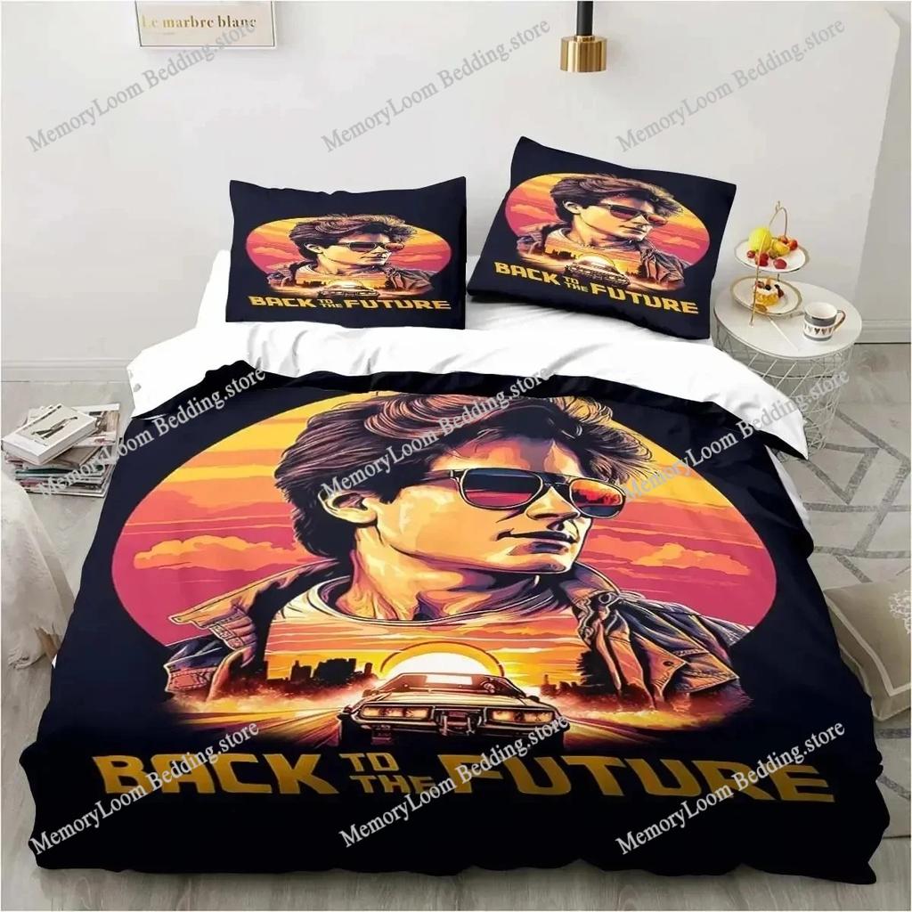 Back To The Future Classic Movie Retro Bedding Set Bed Three Piece Set Single Double Bed Queen Size King Quilt Cover Boy Gift