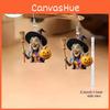 Halloween Theme Witch Broom And Pumpkin Pattern Women Earrings Festival For