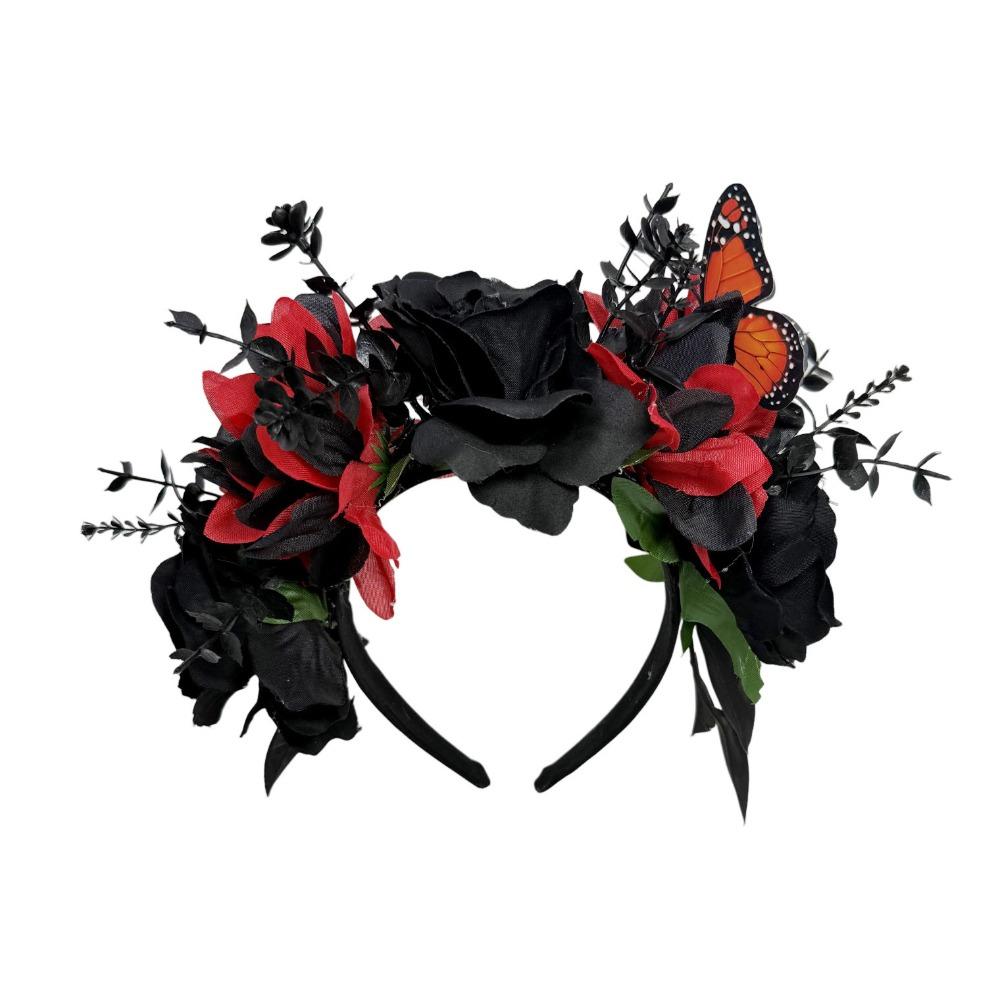 Gothic Artificial Flower Headband Realistic Costume Floral Head Wear  Halloween Party