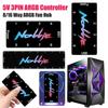 Contrôleur ARGB 5V 3 broches Prise en charge SignalRGB OpenRGB Hub Diviseur ARGB Alimentation SATA 8/16 voies pour Interface Carte Mère Étendue