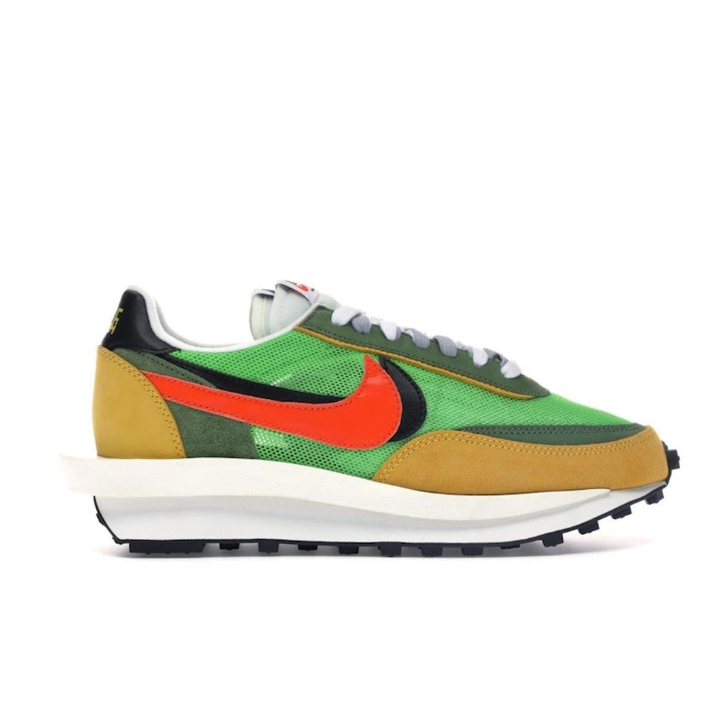 Zapatillas unisex sacai x Nike LDWaffle Green Gusto Negro-Varsity-Maíz-Naranja Seguridad BV0073-300