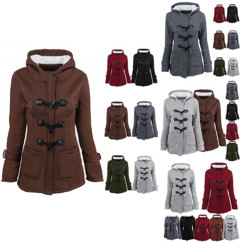 Elegant Women Trench Parka Hooded Coat Jacket Outwear Winter Warm Long Overcoat
