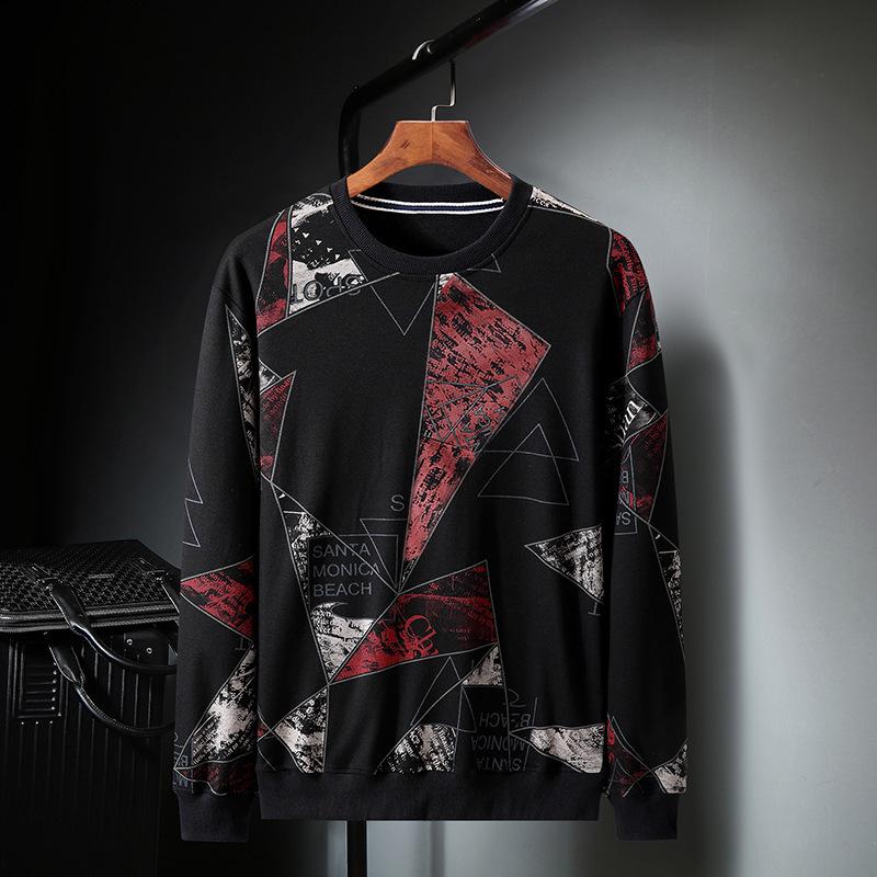 2020 Winter Plus Velvet Thickened Trendy Plus Size Men's Round Neck Sweatshirt