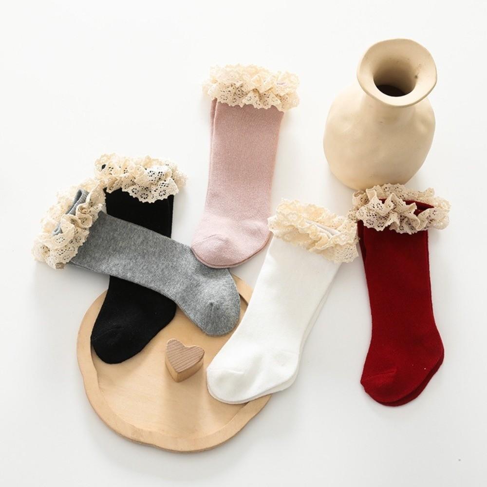 Knee High Length Cotton Socks Hollow Lace Design Princess Socks Knee High Socks  For Infant