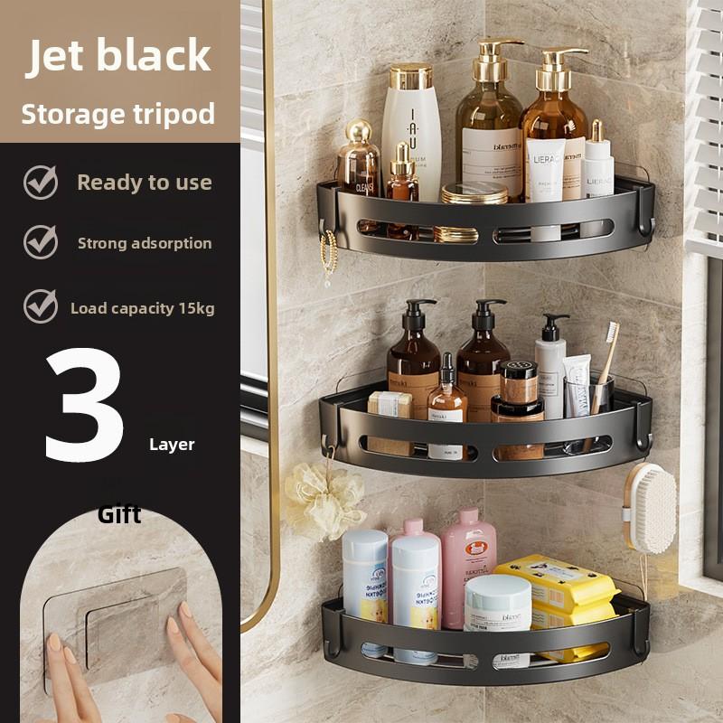 Multifunctional Shower Room Rack, Toilet Free of Punching, Wall-mounted Toilet Storage Triangular Rack