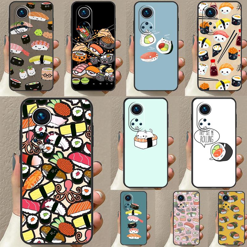 Sushi Food For Huawei P20 P30 P40 P60 Pro P Smart Nova 9 5T Honor 70 90 50 Magic5 Lite X7a X9a X8a Case