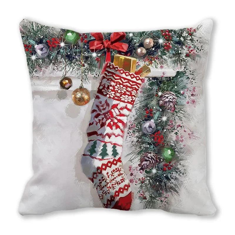 Merry Christmas Pillow Case Sofa Cushion Covers Xmas Party Decorative Pillowcases Happy New Year 2024 Navidad  Gifts