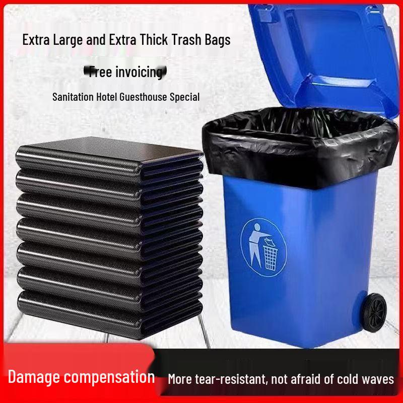 

Extra Thick 5 mil Black Trash Bags for Hotels & Kitchens - Large, Customizable Plastic Sanitation Bags 55*65CM (100 pcs)