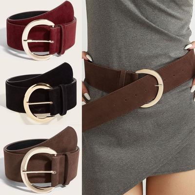Luxury Design Pin Buckle Waistband Trendy Business Waist Strap Suede Leather Wide Belt  Gifts